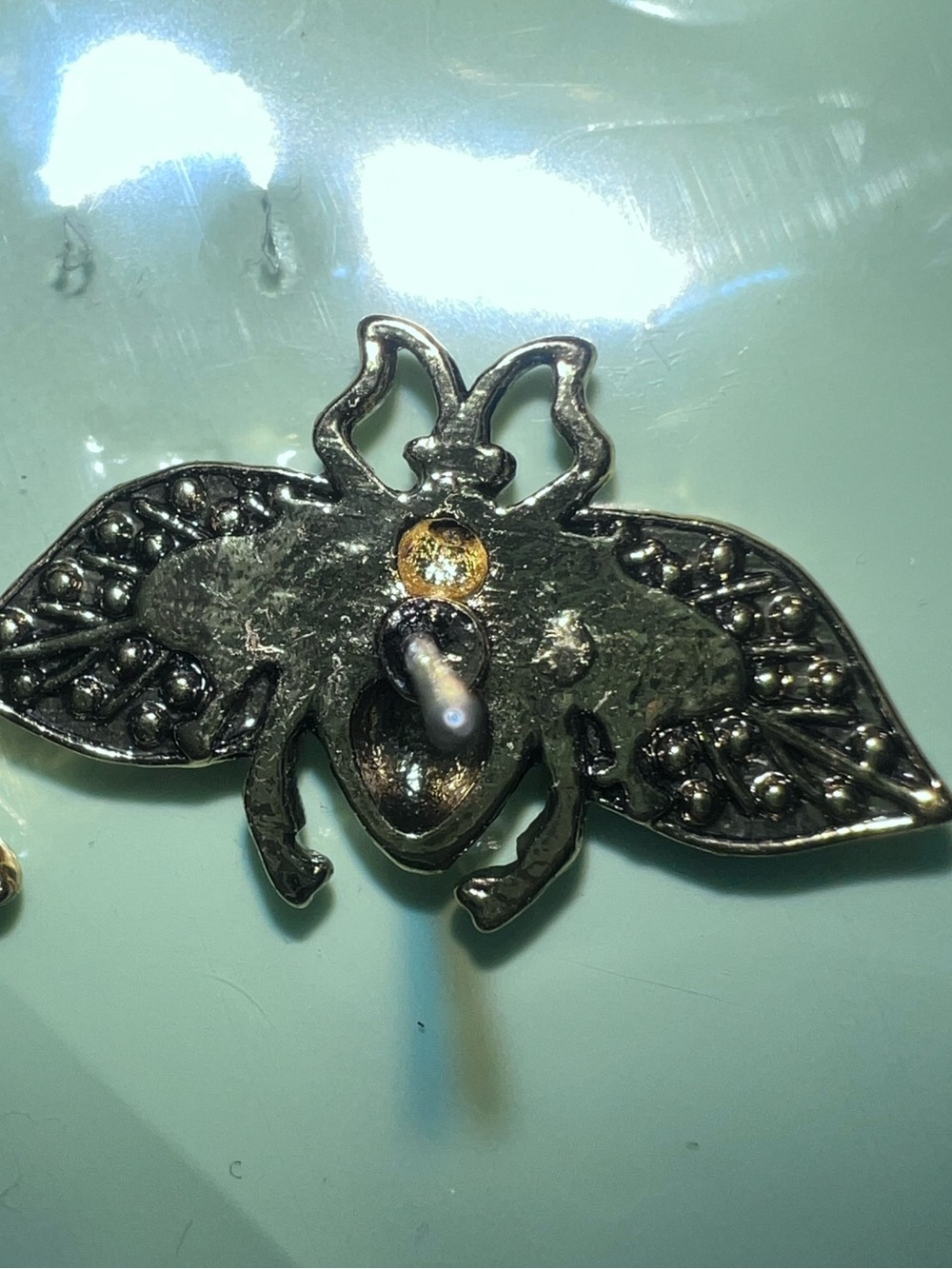 Upcycled Earrings Gold and Silver Bee Earrings - Picture 4 of 8